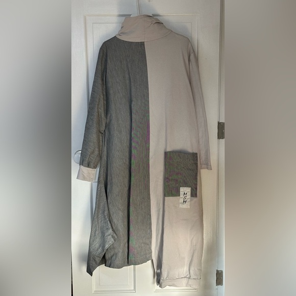 NWOT Fun and funky mixed material turtleneck sweatshirt/chambray maxi dress - XL - Picture 5 of 13